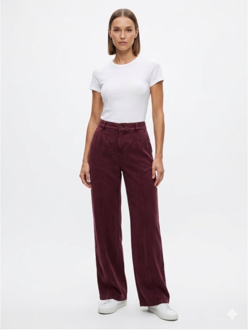 Women's YFB Wide Leg Pants Burgundy Size L